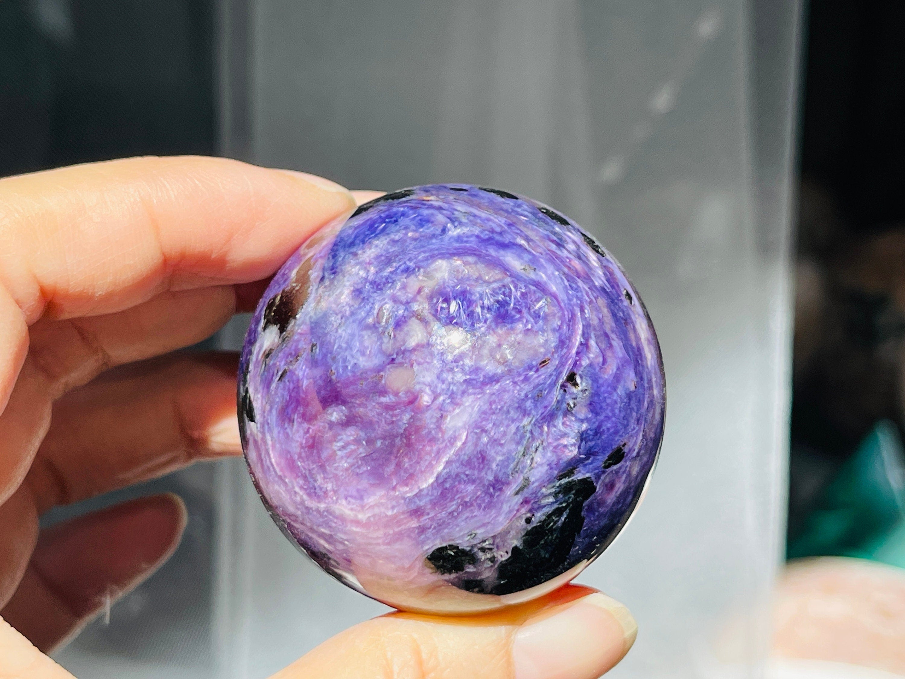 Charoite Sphere, Rare Charoite Crystal Ball, Crystal gift, Unique Gift