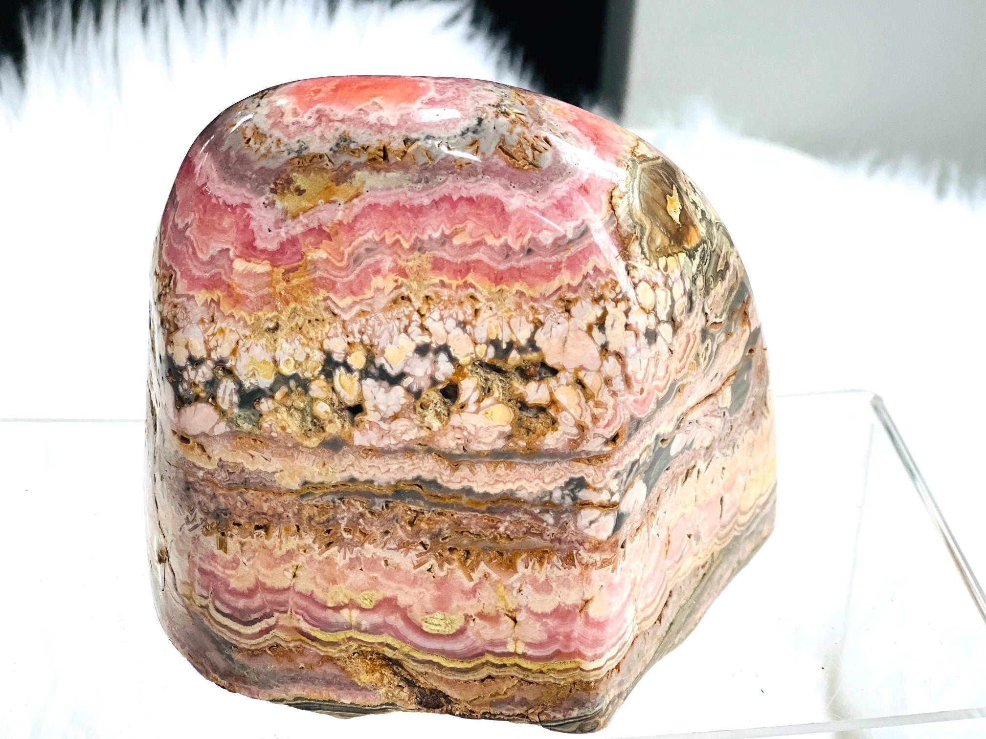 Rare 1.9kg AAA Rhodochrosite Freeform – Semi-Polished Pink Crystal, Capillitas Mine, Argentina