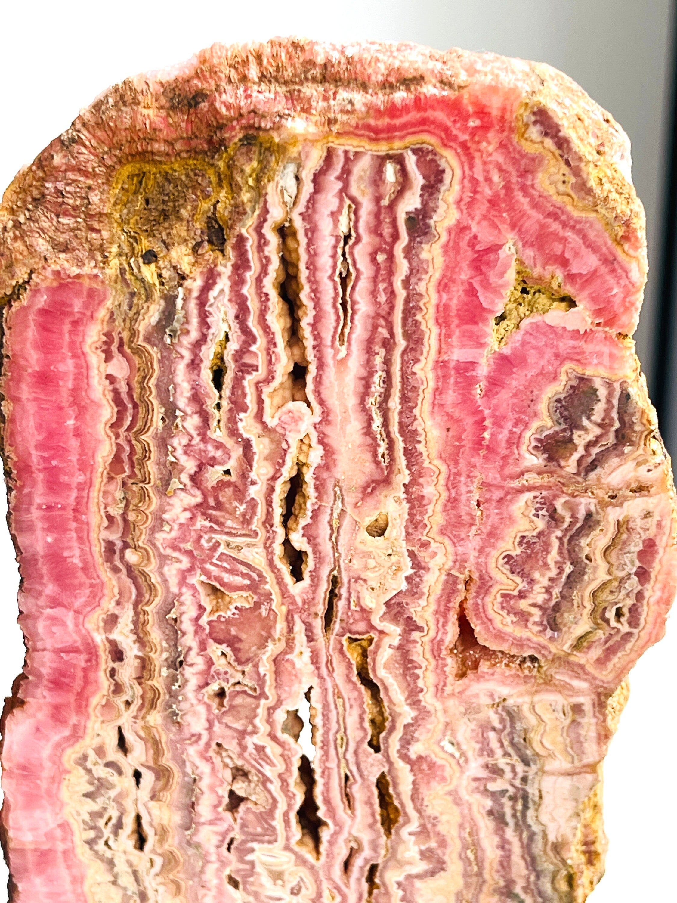 769g Rhodochrosite Slab, Unique Argentina Pink Rhodochrosite Crystal, Natural Mineral for Collection, Healing Stone, Gift for Crystal Lovers