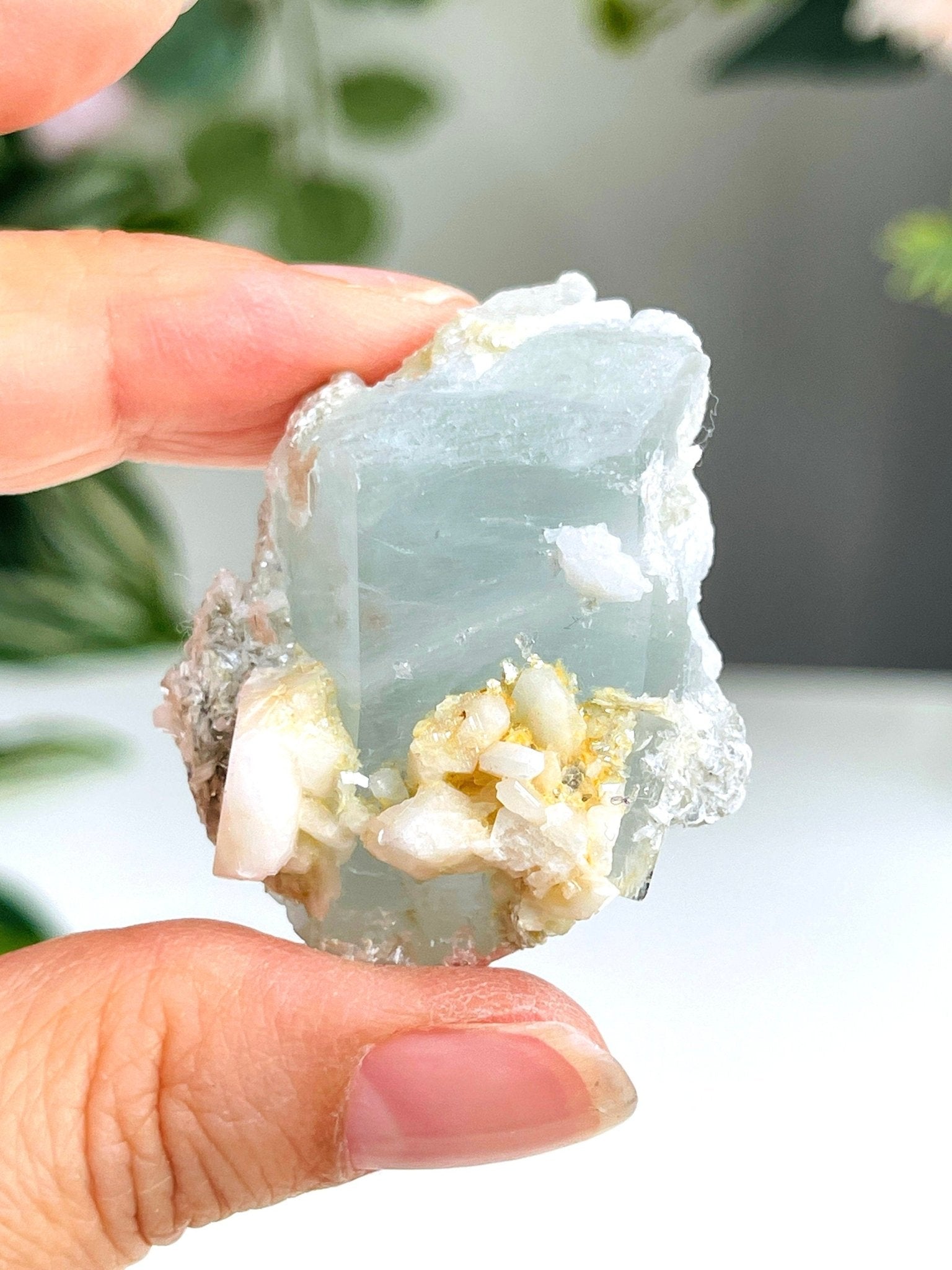 40g Natural Aquamarine Beryl Specimen with Muscovite – Raw Crystal from Skardu, Pakistan - Million Years Crystal