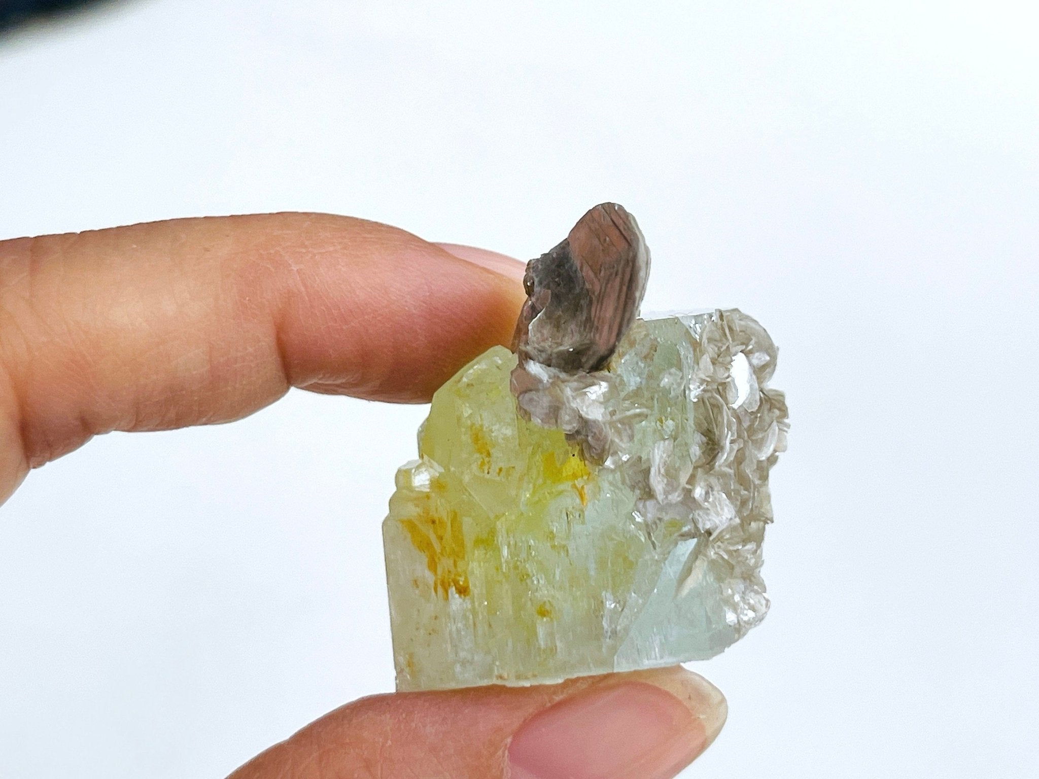 40g Natural Aquamarine Beryl Specimen with Muscovite – Raw Crystal from Skardu, Pakistan - Million Years Crystal