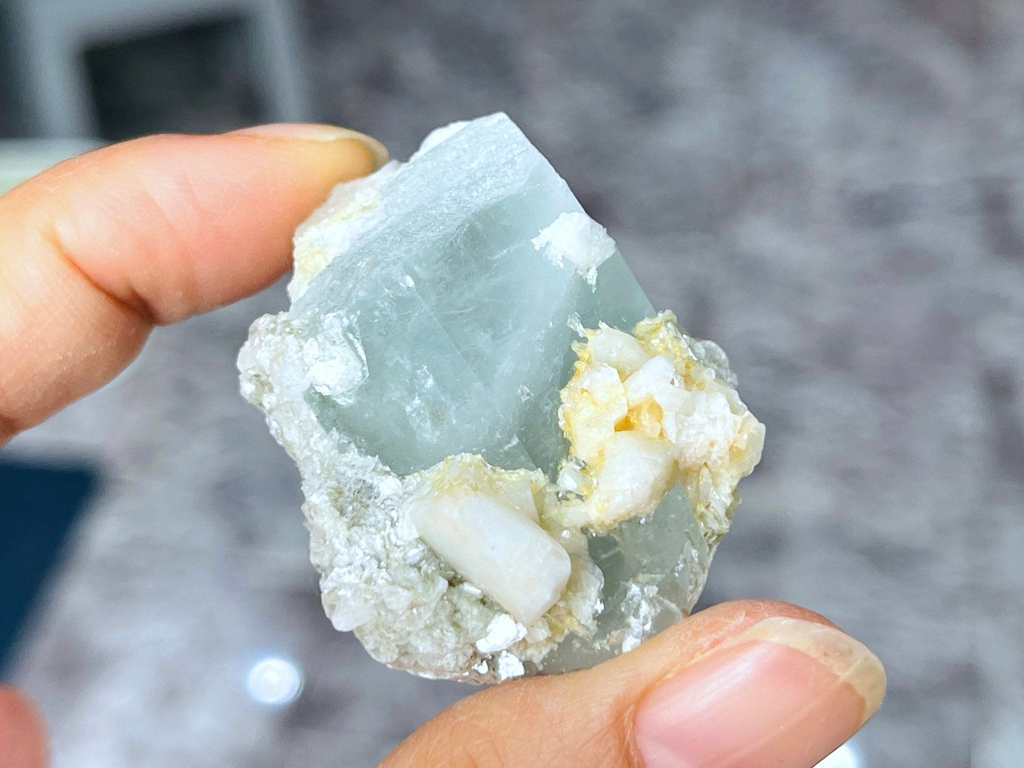 40g Natural Aquamarine Beryl Specimen with Muscovite – Raw Crystal from Skardu, Pakistan - Million Years Crystal