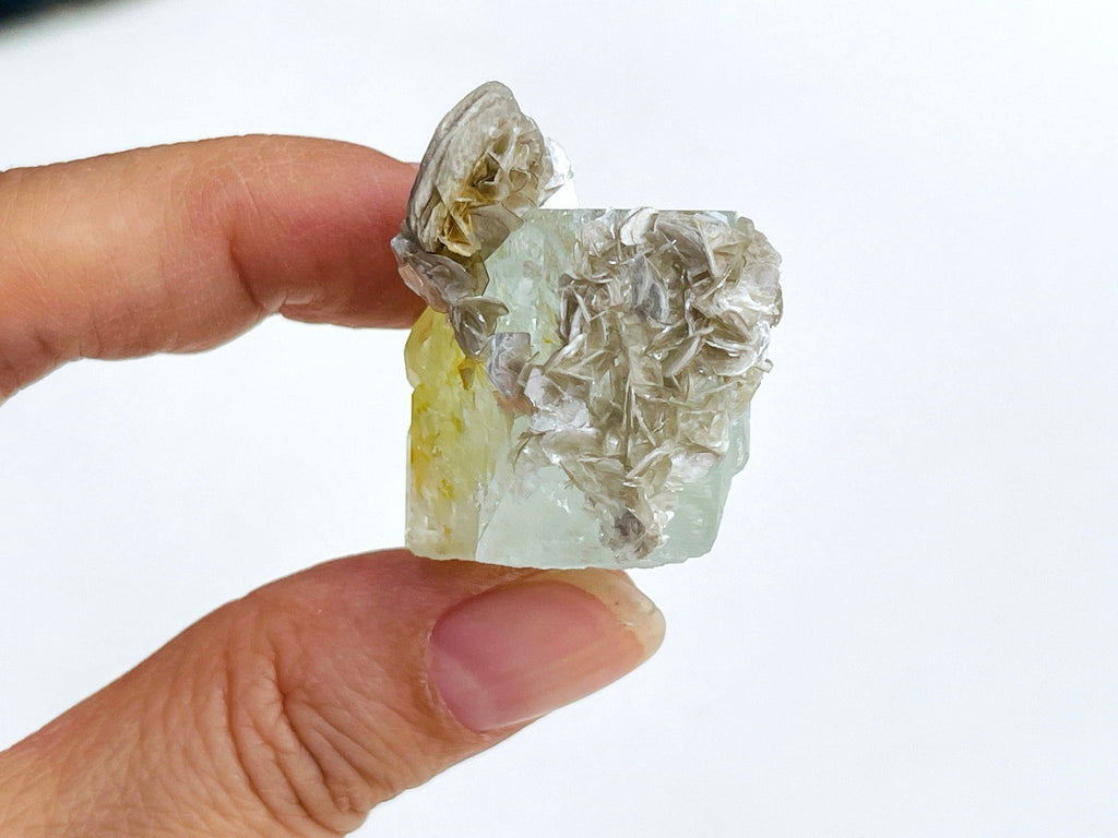 40g Natural Aquamarine Beryl Specimen with Muscovite – Raw Crystal from Skardu, Pakistan - Million Years Crystal