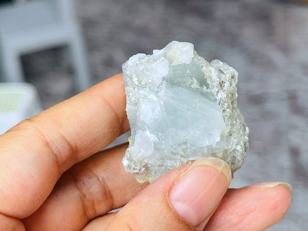 40g Natural Aquamarine Beryl Specimen with Muscovite – Raw Crystal from Skardu, Pakistan - Million Years Crystal