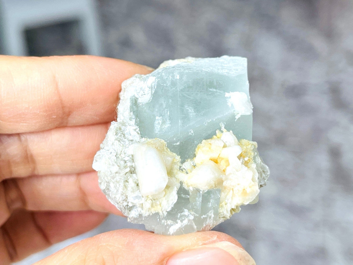 40g Natural Aquamarine Beryl Specimen with Muscovite – Raw Crystal from Skardu, Pakistan - Million Years Crystal