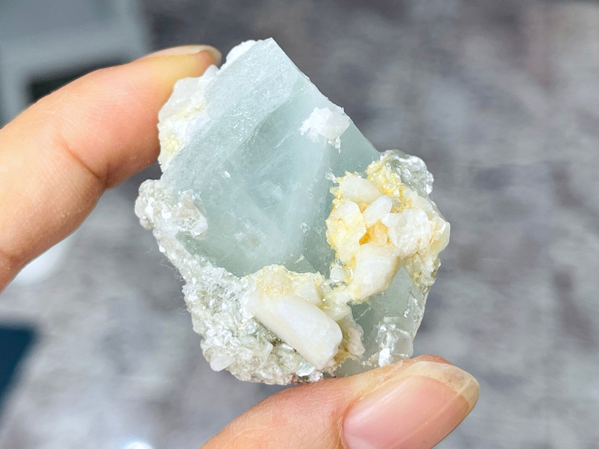 40g Natural Aquamarine Beryl Specimen with Muscovite – Raw Crystal from Skardu, Pakistan - Million Years Crystal