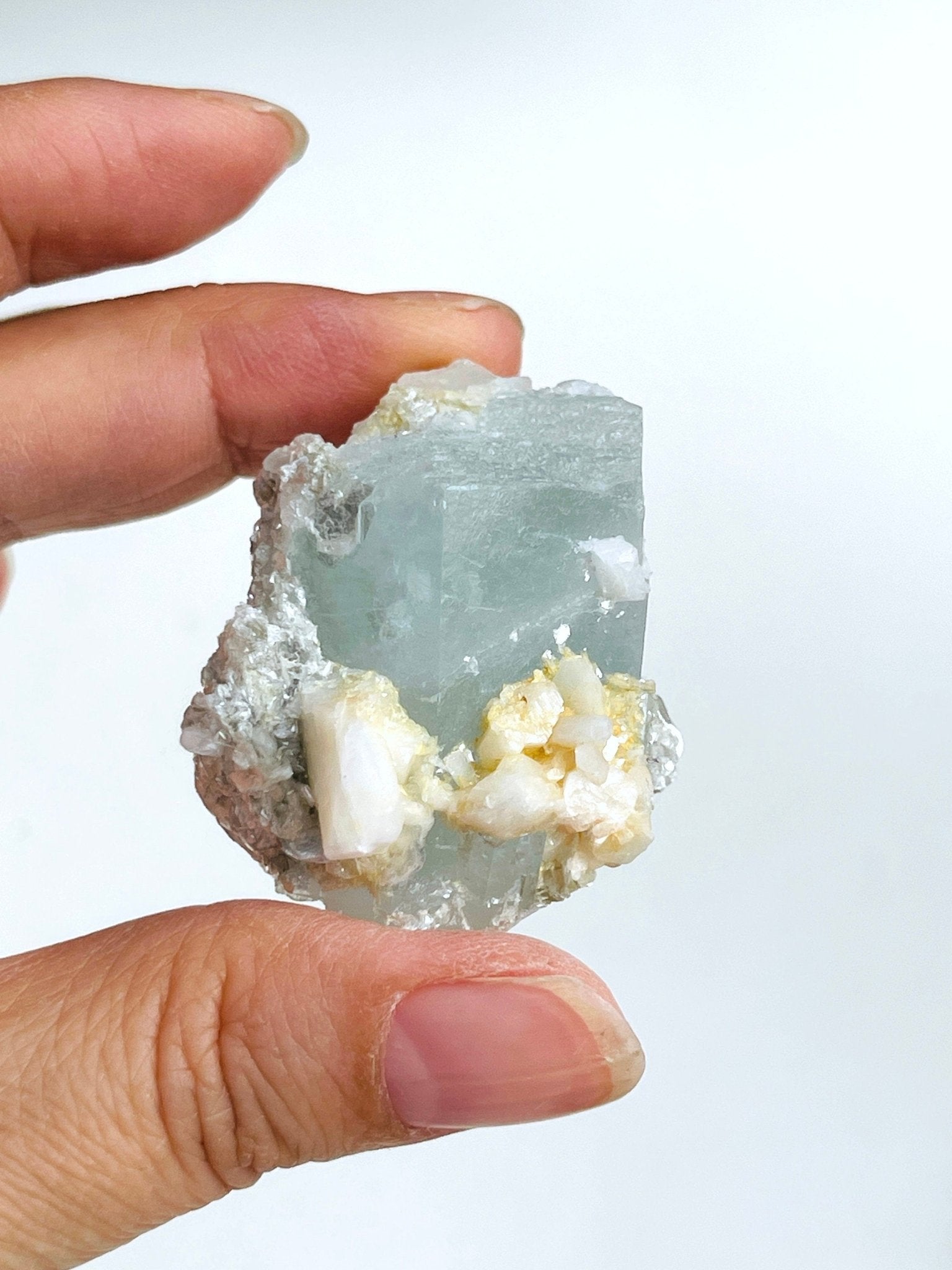 40g Natural Aquamarine Beryl Specimen with Muscovite – Raw Crystal from Skardu, Pakistan - Million Years Crystal