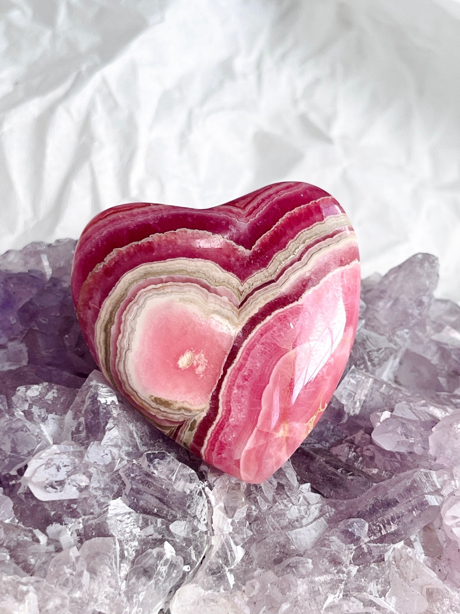 42mm Natural Rhodochrosite Heart - Million Years Crystal