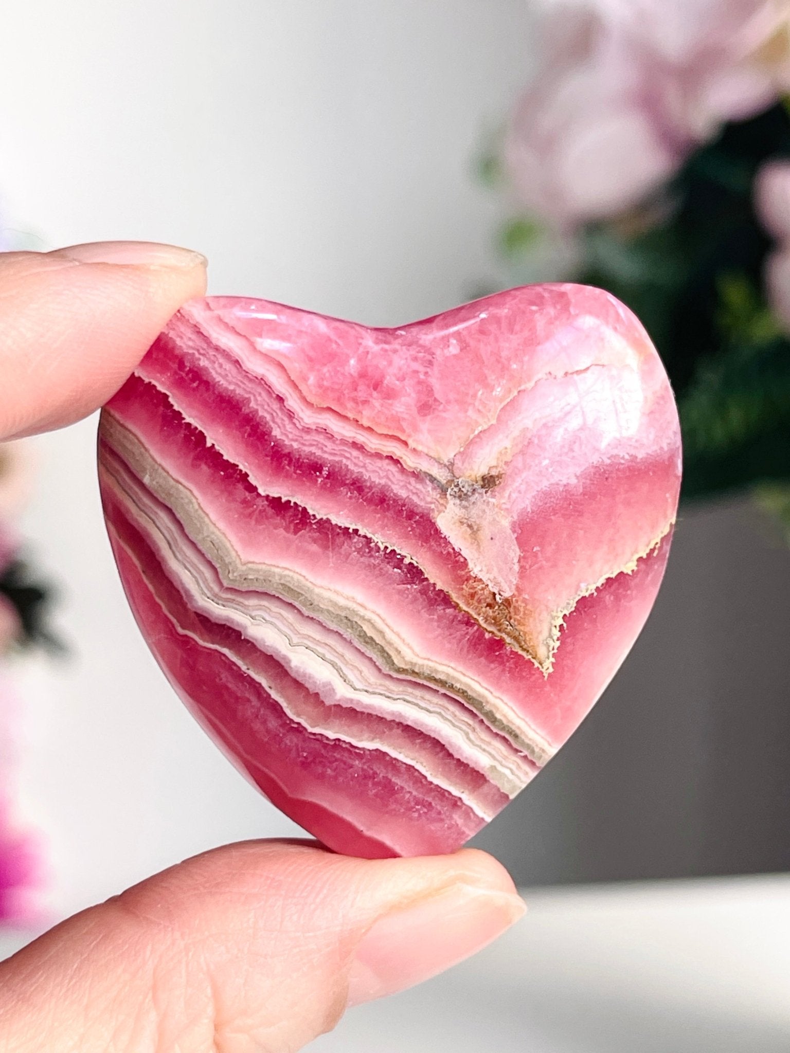 42mm Natural Rhodochrosite Heart - Million Years Crystal