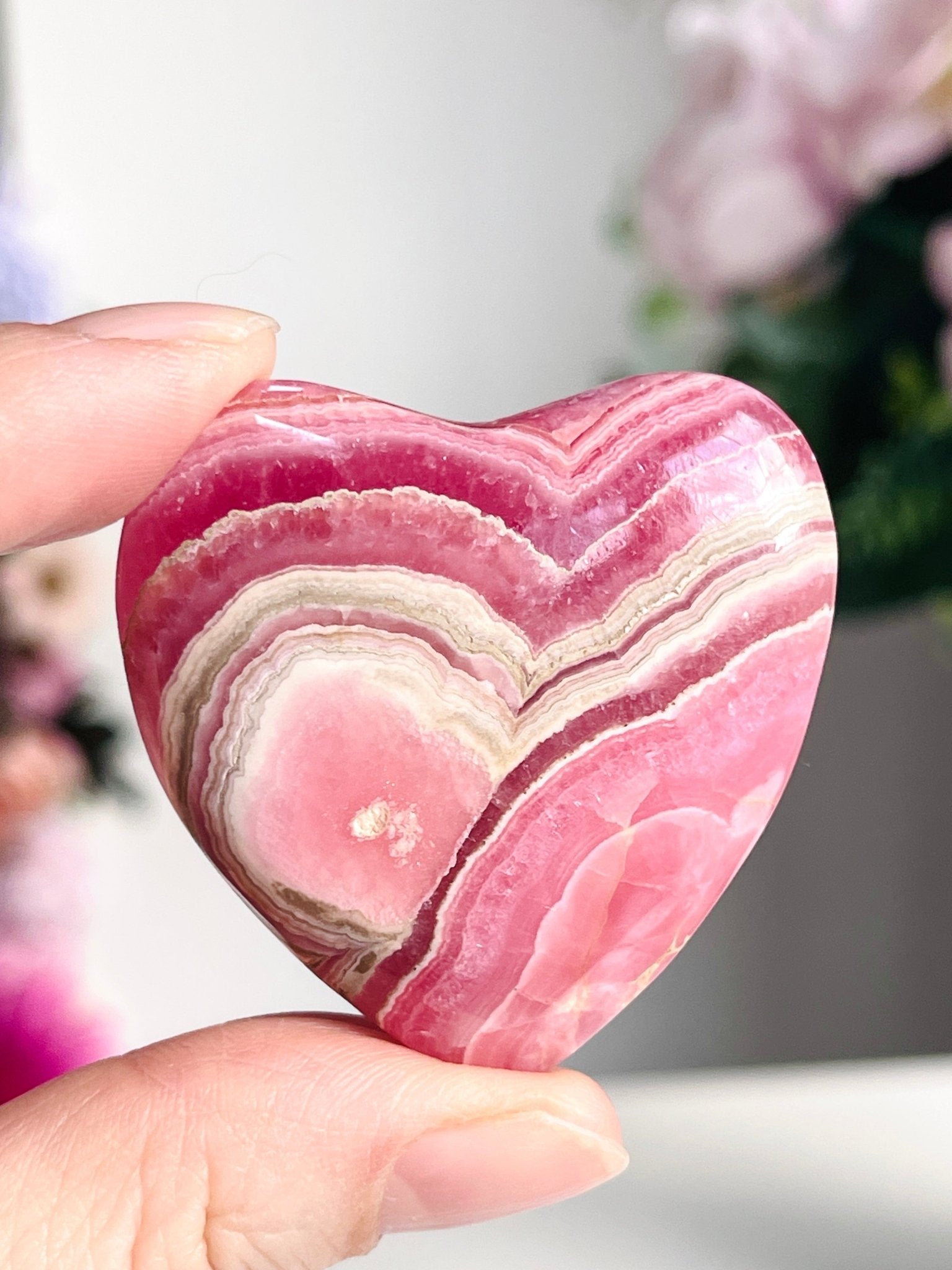 42mm Natural Rhodochrosite Heart - Million Years Crystal