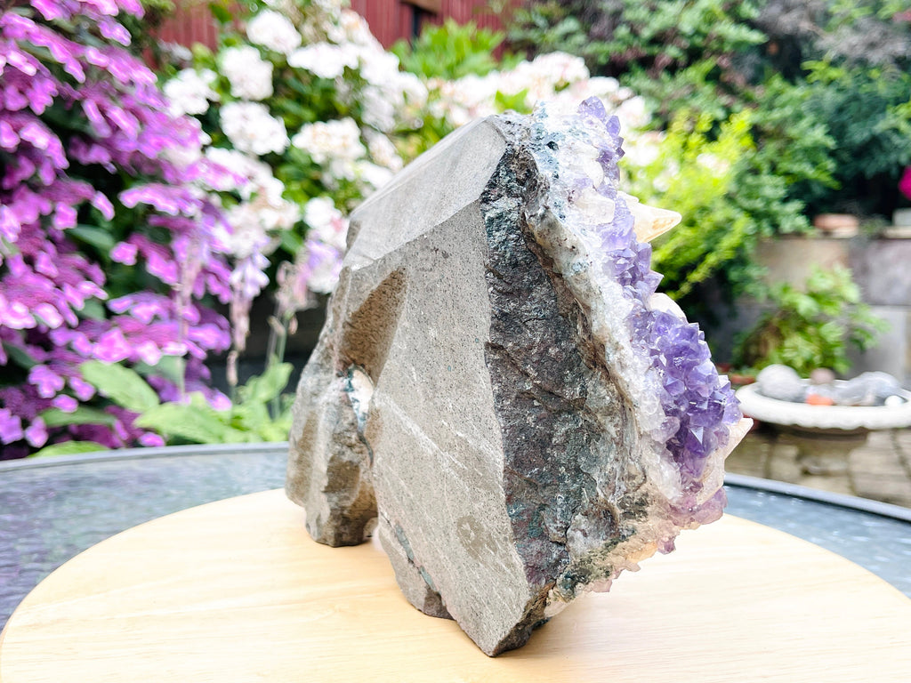 5kg Extraordinary Amethyst Geode with Calcite ,Amethyst Cathedral ,Large Amethyst Crystal Gift, Amethyst for Home Decor Crystal