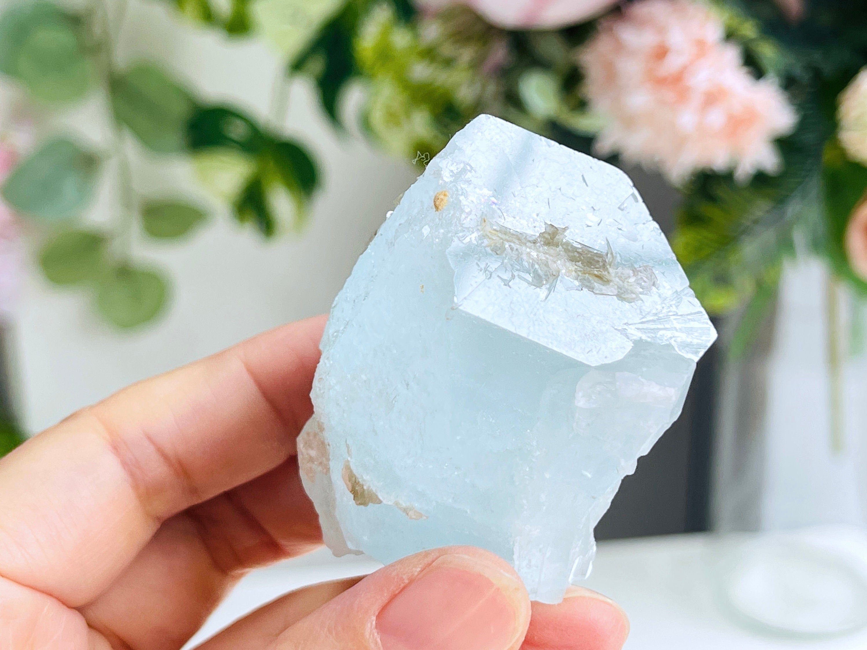 100g Natural Aquamarine Beryl Specimen with Muscovite – Skardu, Pakistan Gem-Quality Aquamarine | Collector's Crystal | Crystal Gift | Raw Mineral Specimen