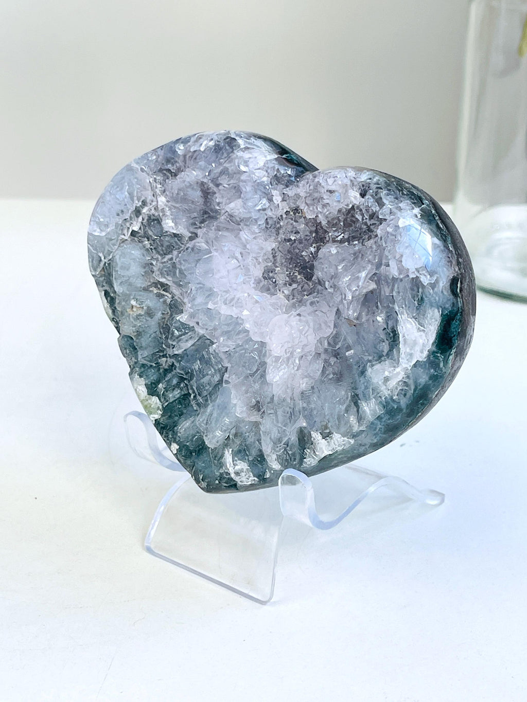 Rare Amethyst Flower Heart, Special Amethyst Flower Polished Crystal Heart, Unique Gift, Crystal Gift