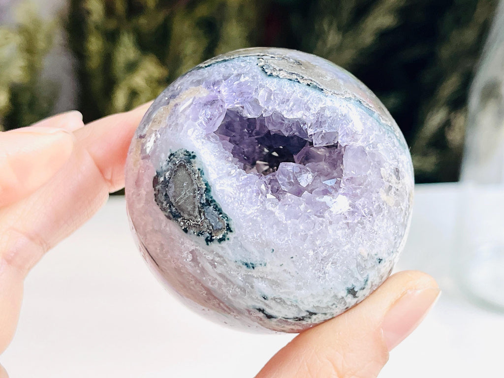 Amethyst Sphere, Druzy Amethyst Sphere, unique gift, Crystal gift, Home Decor