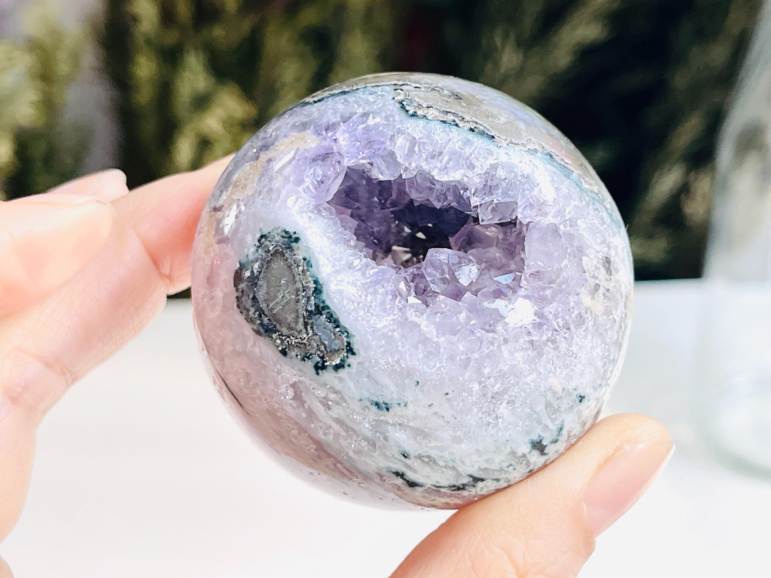 Amethyst Sphere, Druzy Amethyst Sphere, unique gift, Crystal gift, Home Decor