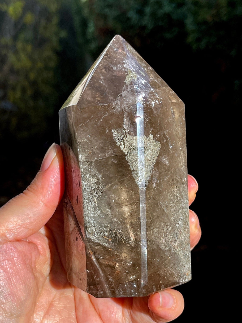 565g Unique Lodolite Quartz Tower, Natural Brazilian Lodolite Quartz Point, Crystal Gift, Garden Quartz - Million Years Crystal