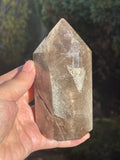 565g Unique Lodolite Quartz Tower, Natural Brazilian Lodolite Quartz Point, Crystal Gift, Garden Quartz - Million Years Crystal