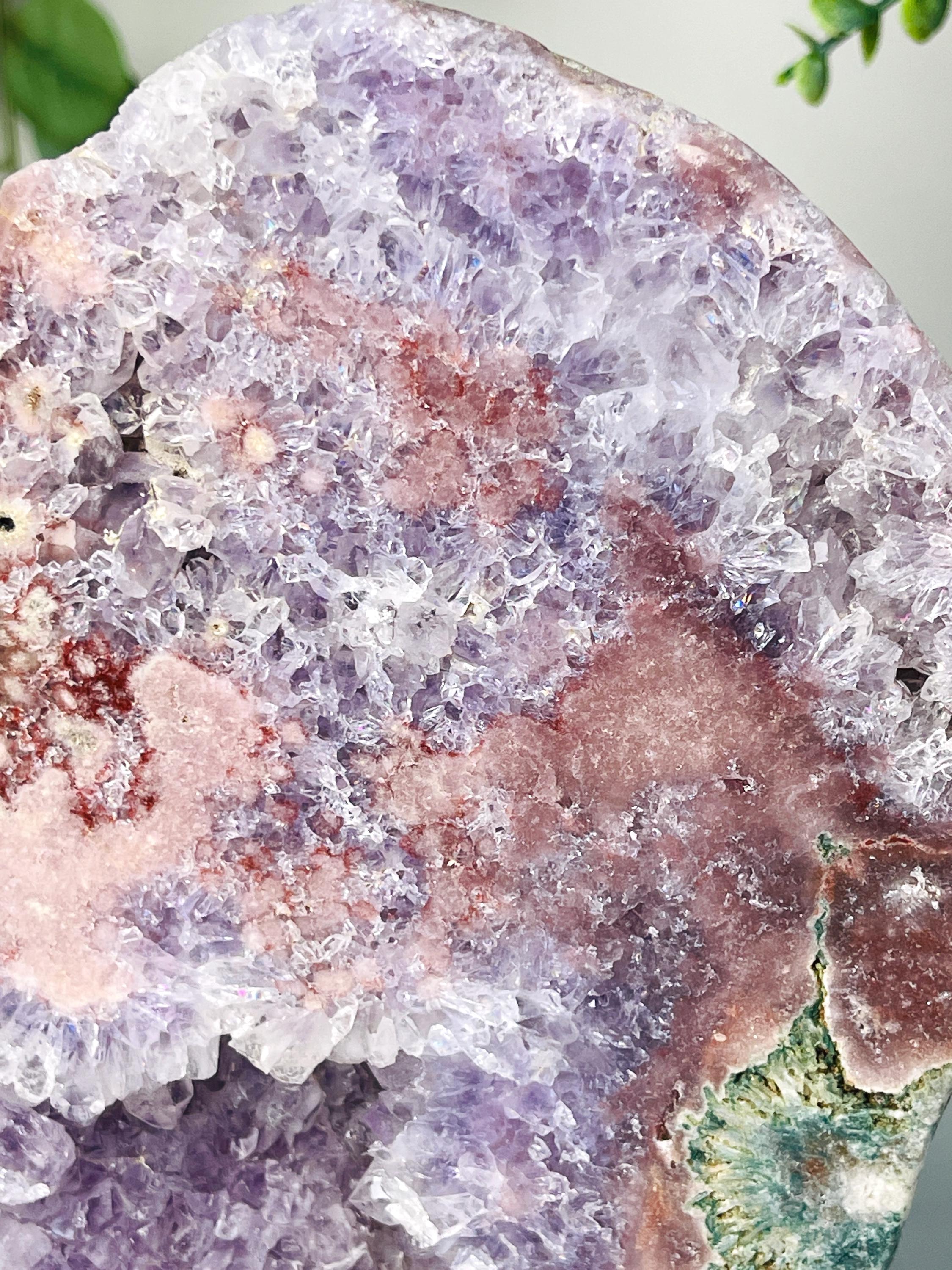 Pink Amethyst,  1.9kg Pink Amethyst Freefrom with Amethyst Druzy, Pink Amethyst Stand, Pink Amethyst Crystal,Crystal Gift,Home decor