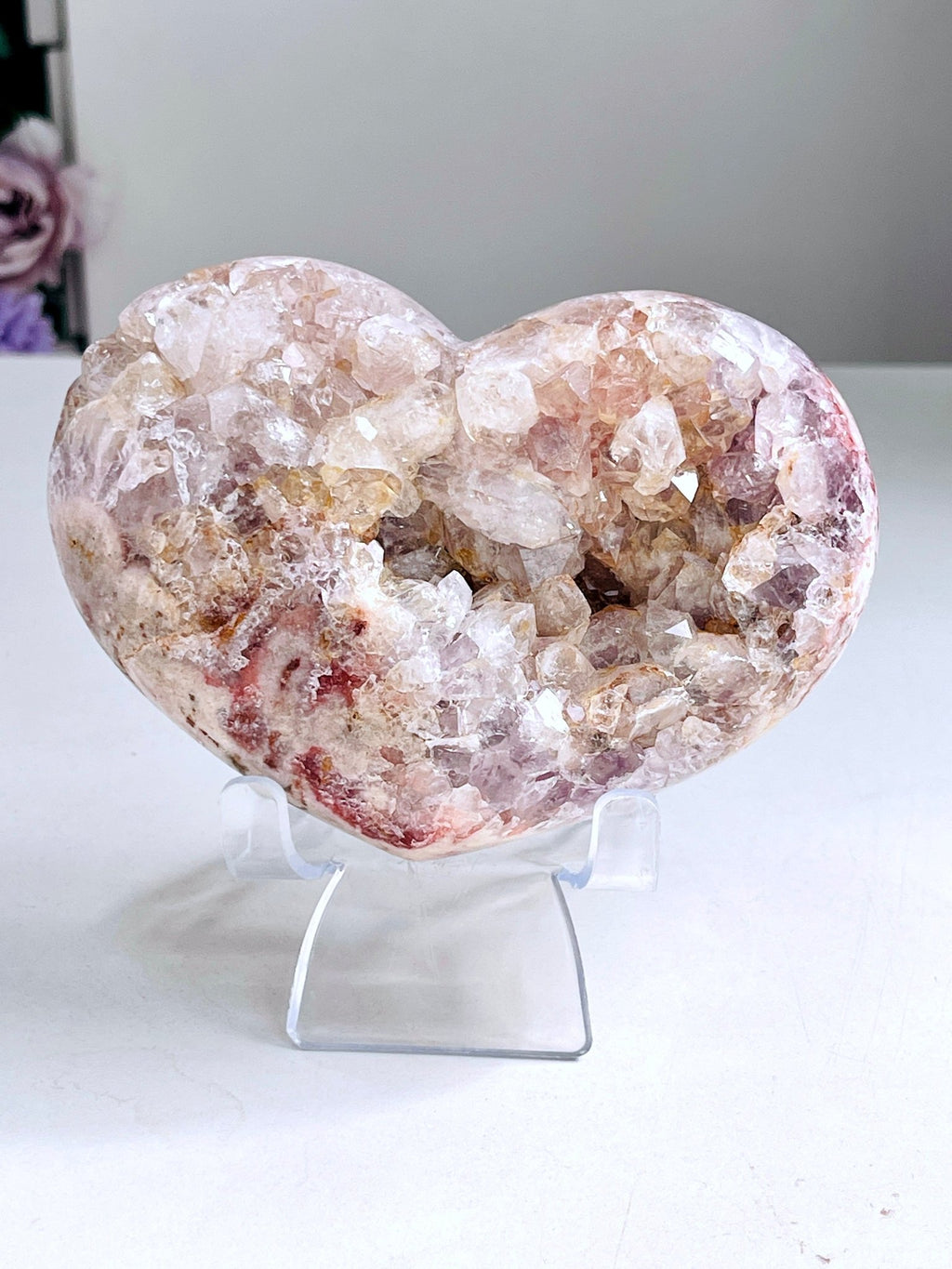 610g Pink Amethyst Heart with Quartz B3-1 - Million Years Crystal