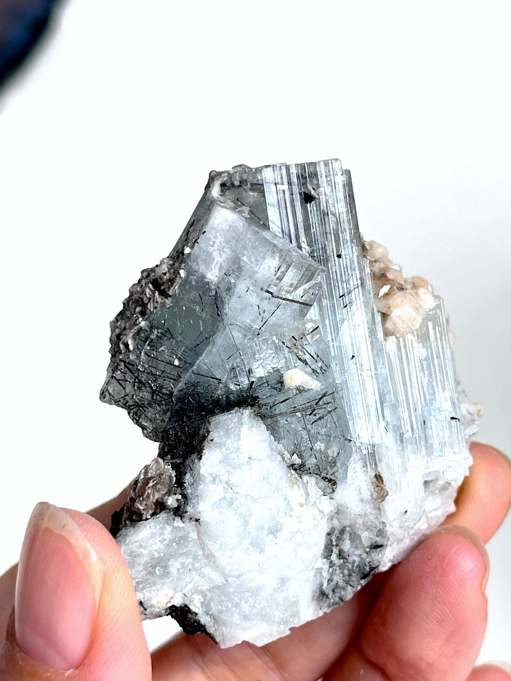 62g Natural Blue Aquamarine Beryl Specimen with Muscovite – Raw Crystal from Skardu, Pakistan - Million Years Crystal