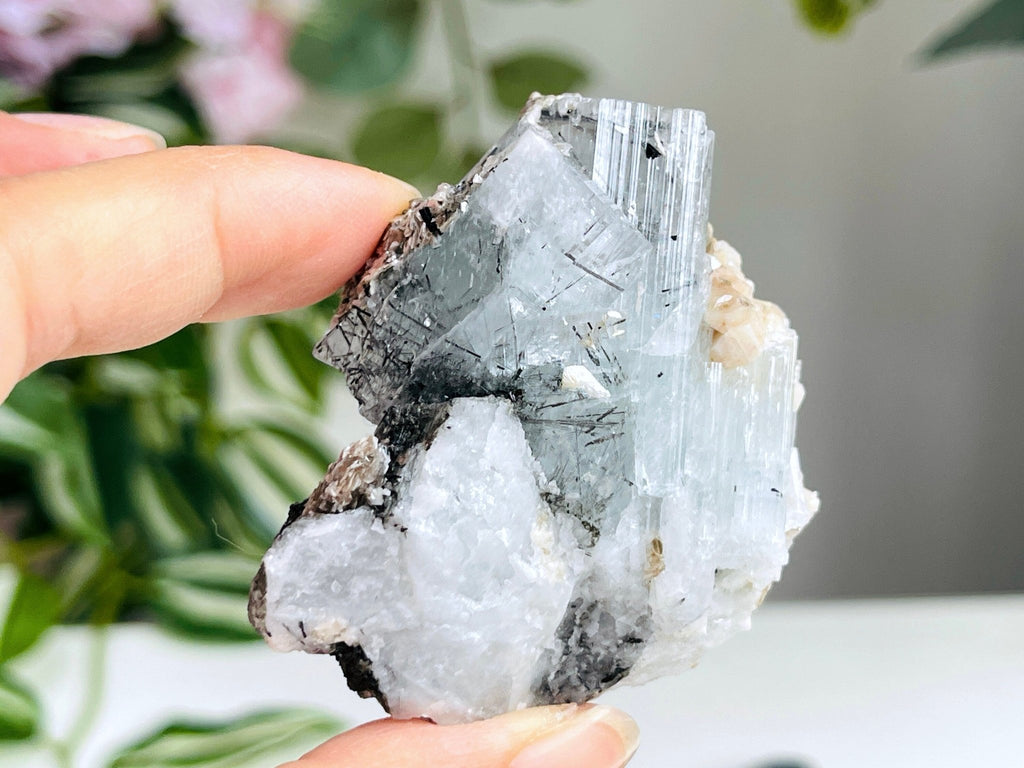 62g Natural Blue Aquamarine Beryl Specimen with Muscovite – Raw Crystal from Skardu, Pakistan - Million Years Crystal