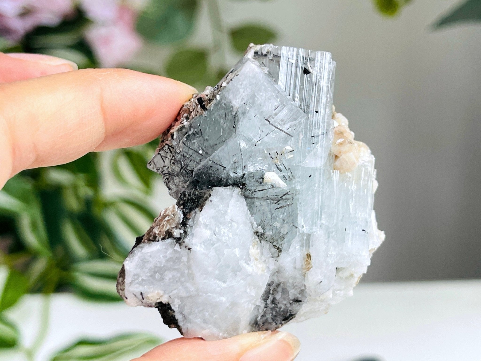 62g Natural Blue Aquamarine Beryl Specimen with Muscovite – Raw Crystal from Skardu, Pakistan - Million Years Crystal