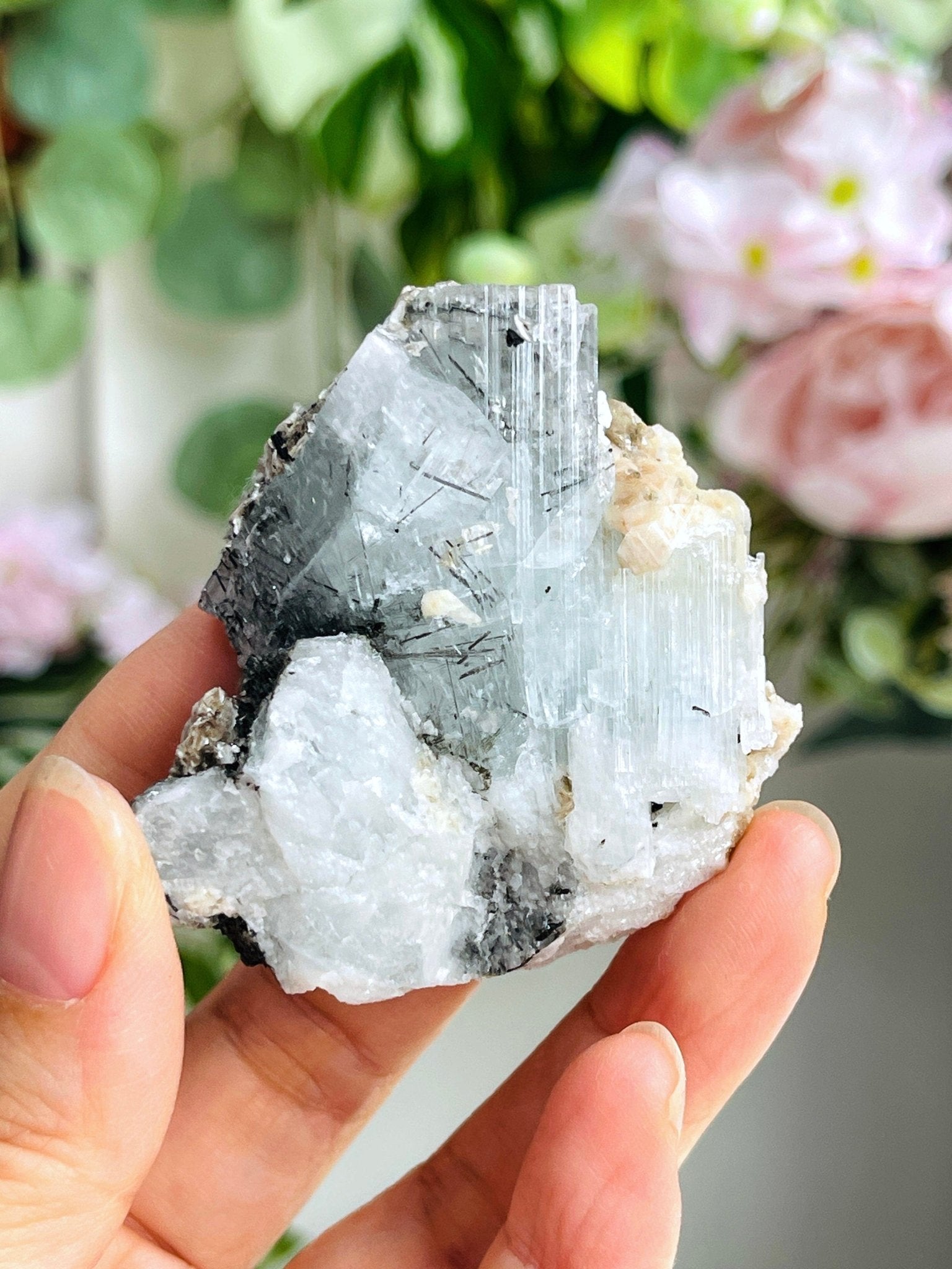 62g Natural Blue Aquamarine Beryl Specimen with Muscovite – Raw Crystal from Skardu, Pakistan - Million Years Crystal