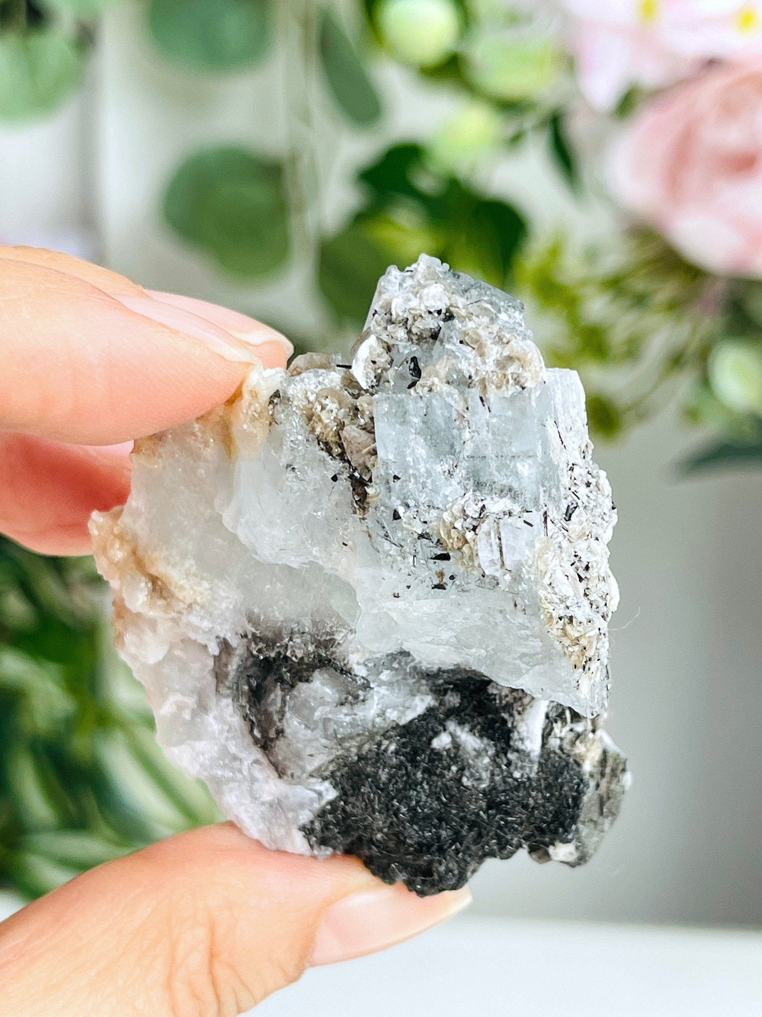 62g Natural Blue Aquamarine Beryl Specimen with Muscovite – Raw Crystal from Skardu, Pakistan - Million Years Crystal