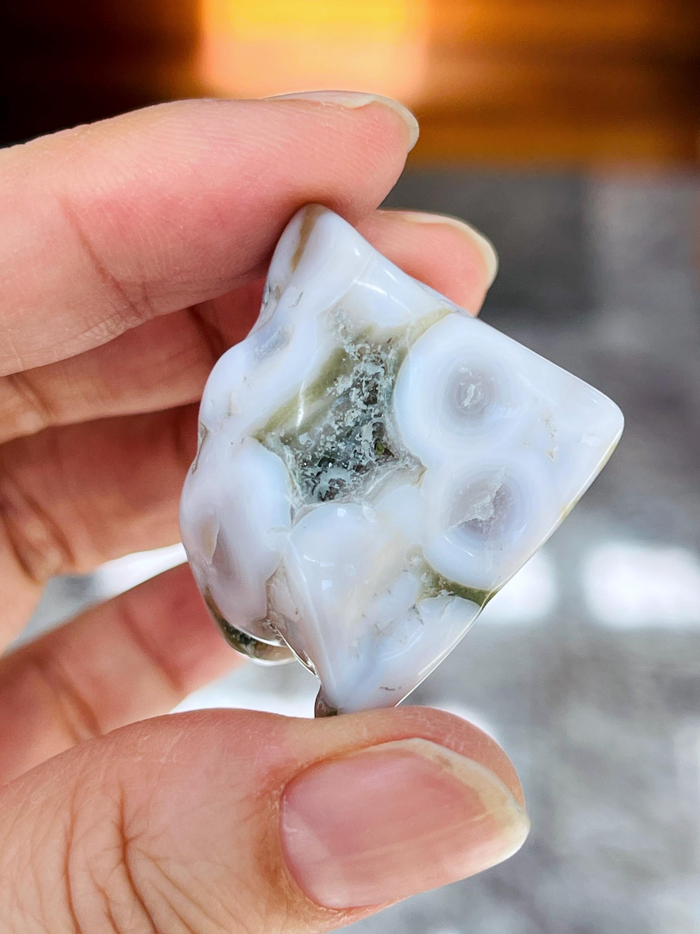 8th Vein Ocean Jasper – Very Rare Old Stock V8 Ocean Jasper, Collectible Orbicular Jasper, Unique Polished Stone, Healing Crystal -6