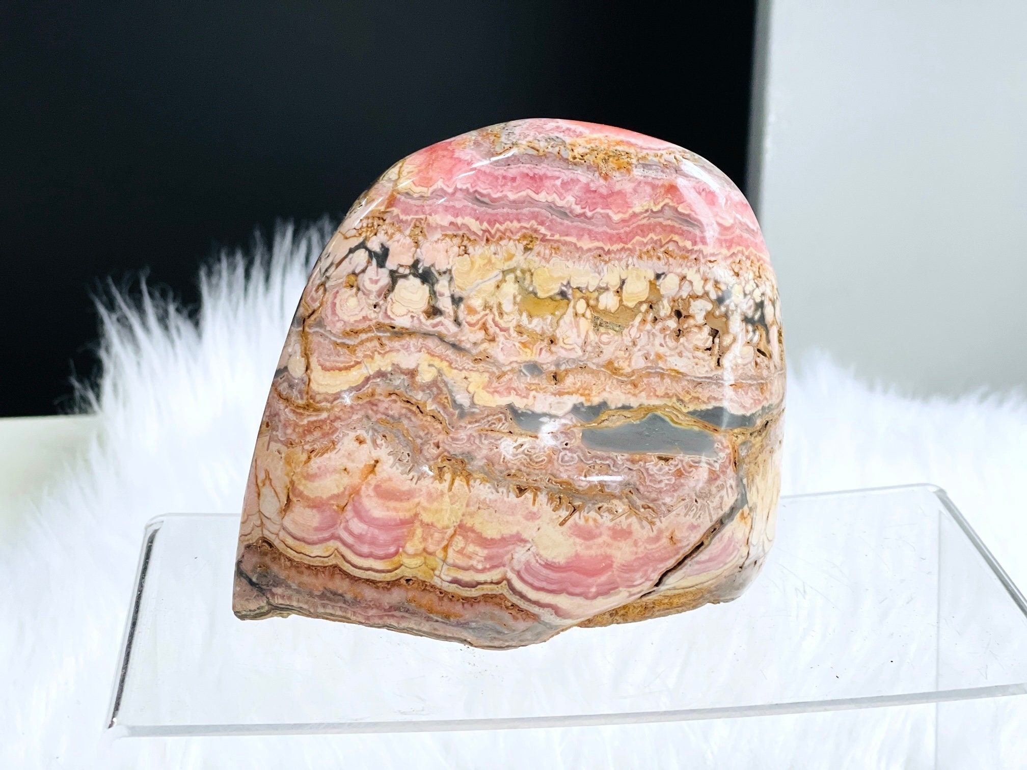 Rare 1.9kg AAA Rhodochrosite Freeform – Semi-Polished Pink Crystal, Capillitas Mine, Argentina