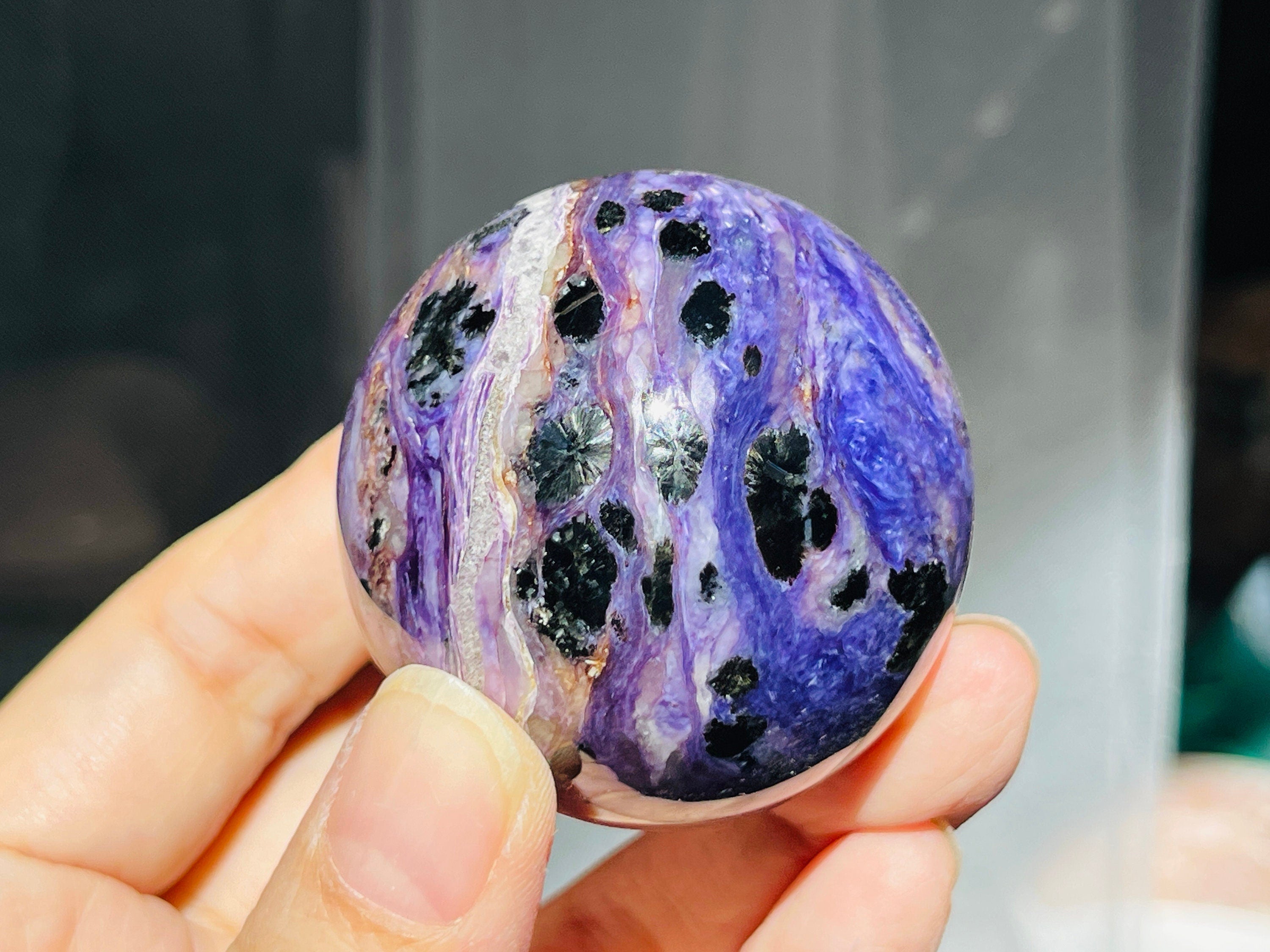 Charoite Sphere, Rare Charoite Crystal Ball, Crystal gift, Unique Gift