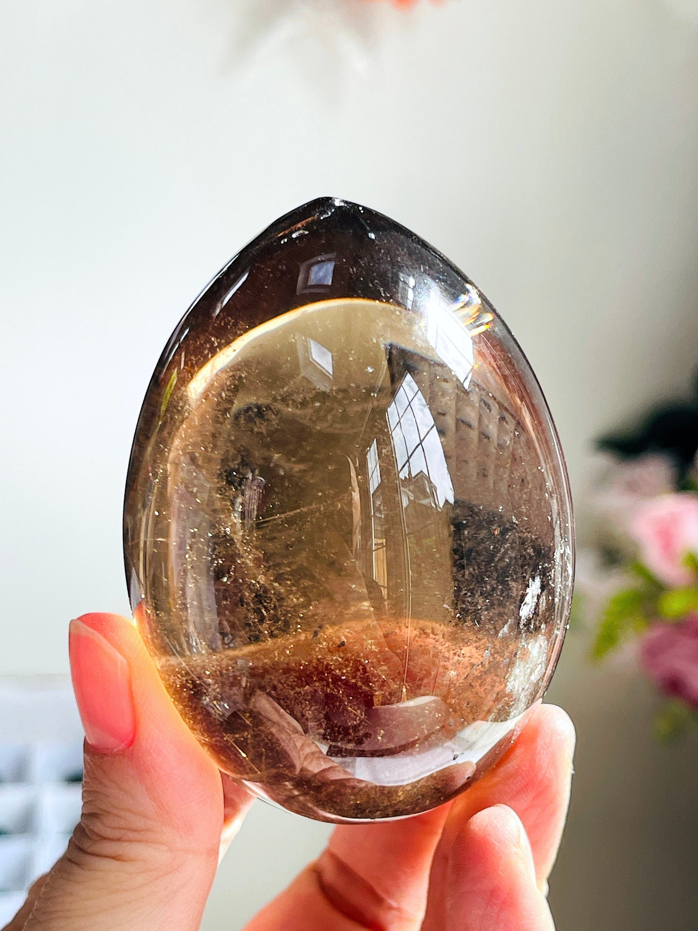 Amazing Smoky Quartz Egg, High Grade Smokey Quartz wiith grate clarity, Meditation Crystal, Crystal Gift, Home Decor