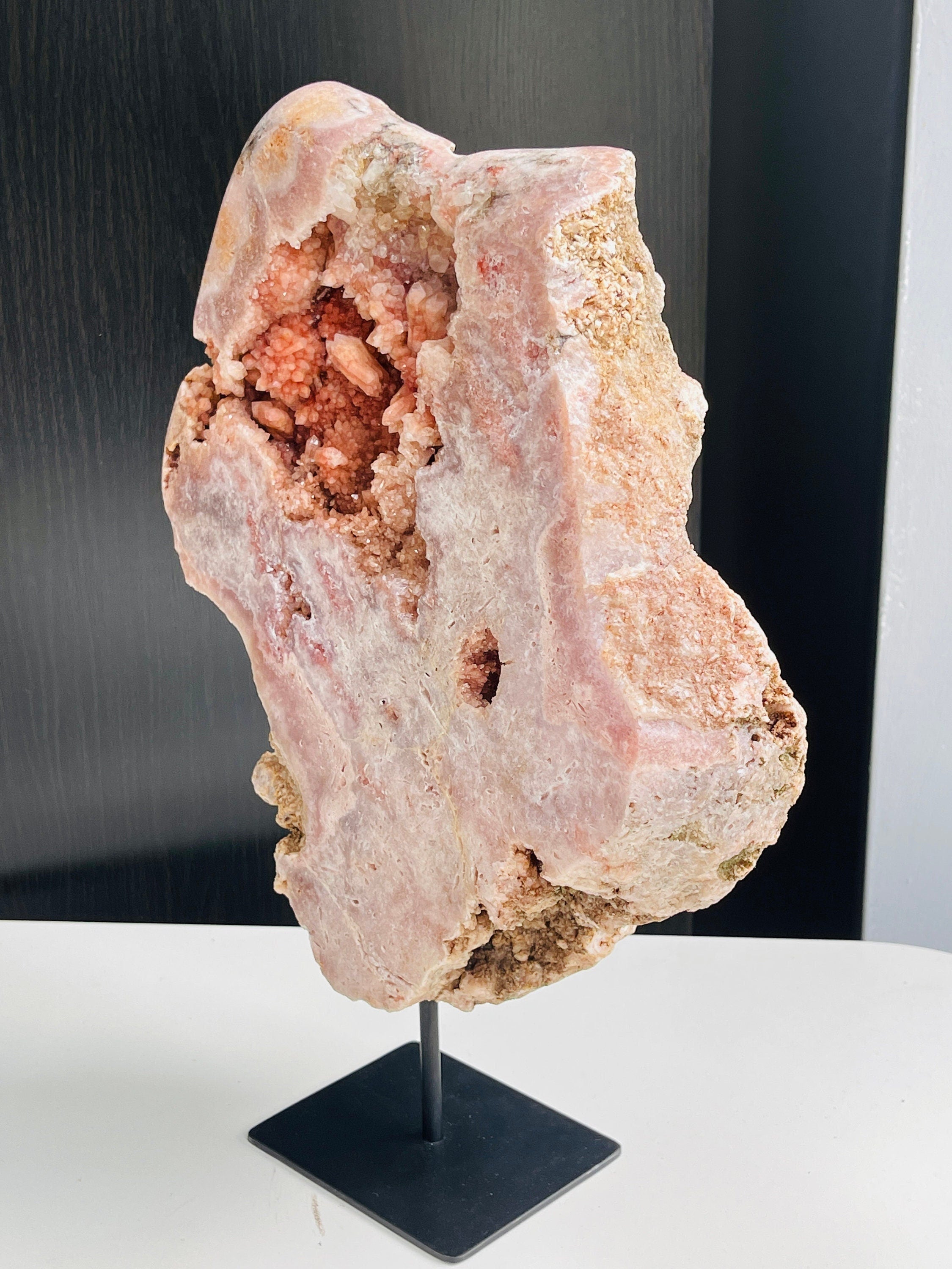 Pink Amethyst Slab, 3.8kg Dreamy Rough Pink Amethyst Druzy Slabs, Pink Amethyst Crystal,Crystal Gift,Home decor