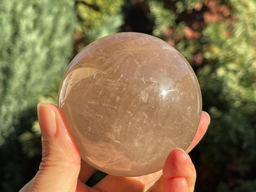 70mm Natural Rutile Quartz Sphere, 70mm High-Grade Golden Rutile Rutilated Smokey Quartz with Phantoms, Rare Crystals, Crystal Gift