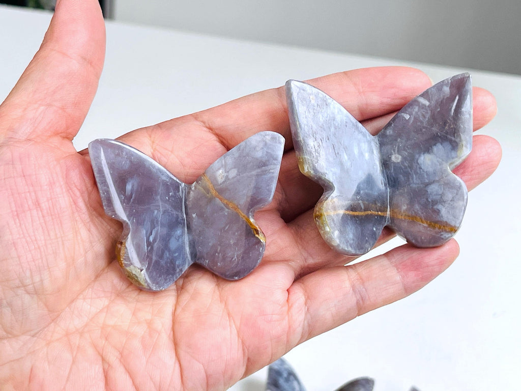 Gemstone Butterfly, Purple Chalcedony 3D butterfly, crystal gift