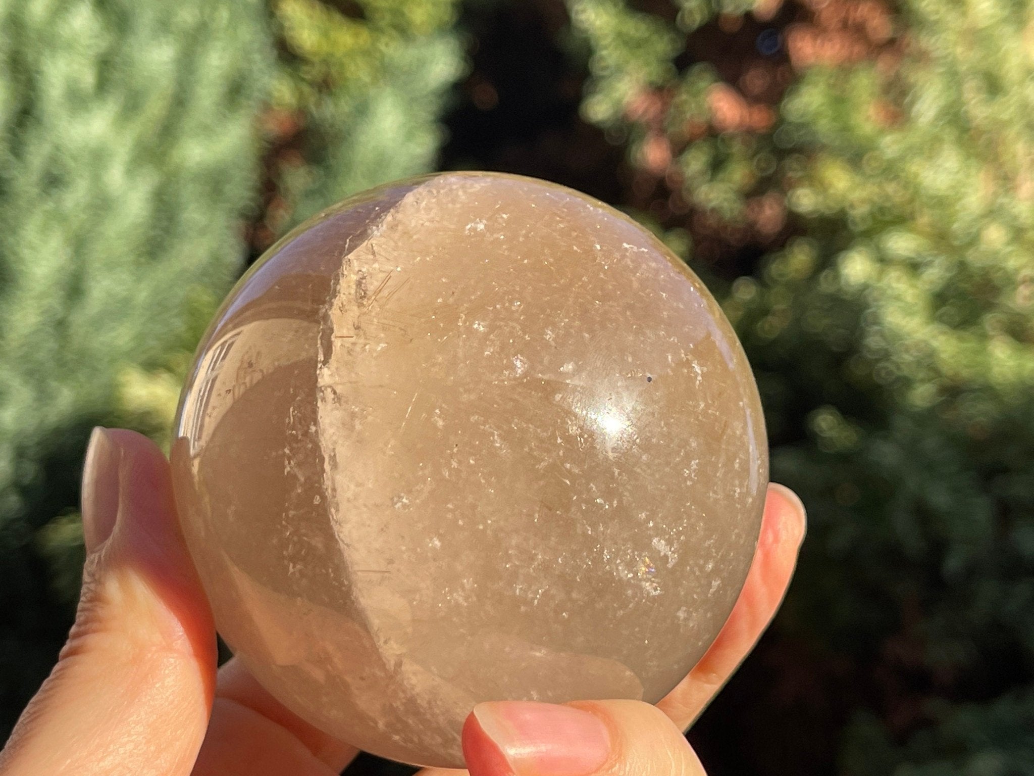 70mm Natural Rutile Quartz Sphere, 70mm High-Grade Golden Rutile Rutilated Smokey Quartz with Phantoms, Rare Crystals, Crystal Gift - Million Years Crystal