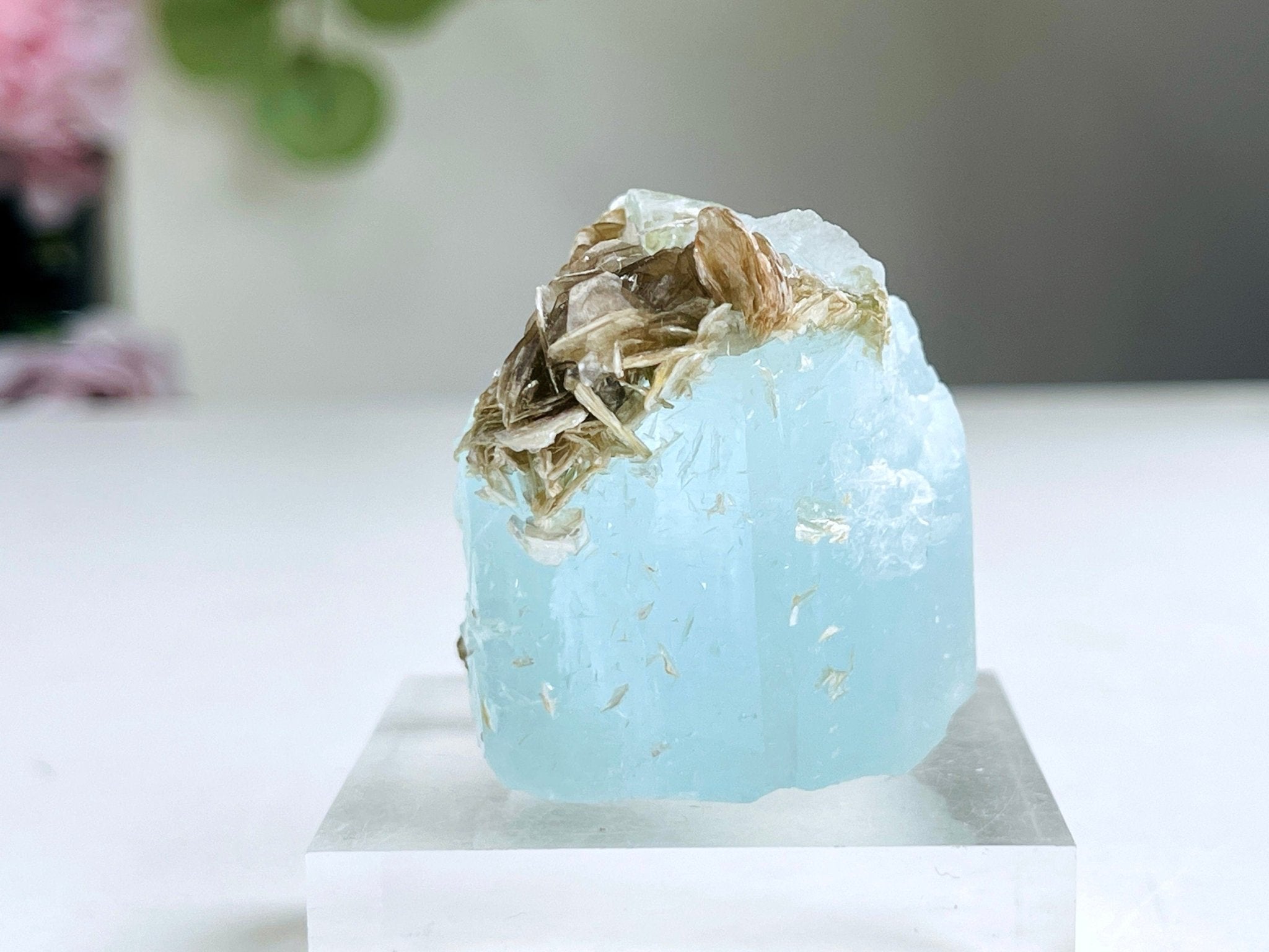 76g Natural Aquamarine Beryl Specimen with Muscovite – Raw Crystal from Skardu, Pakistan - Million Years Crystal