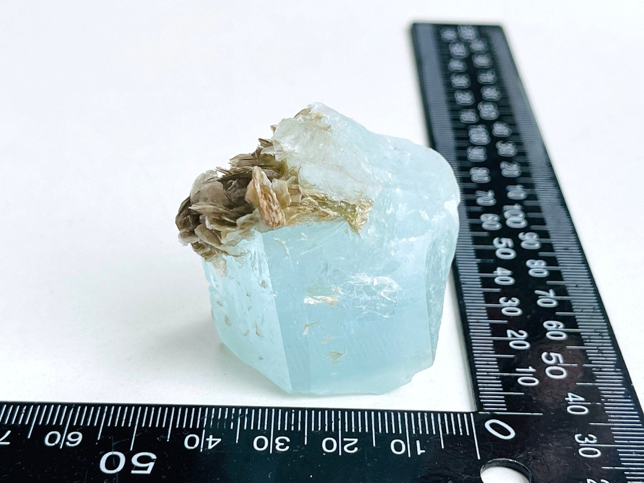 76g Natural Aquamarine Beryl Specimen with Muscovite – Raw Crystal from Skardu, Pakistan - Million Years Crystal