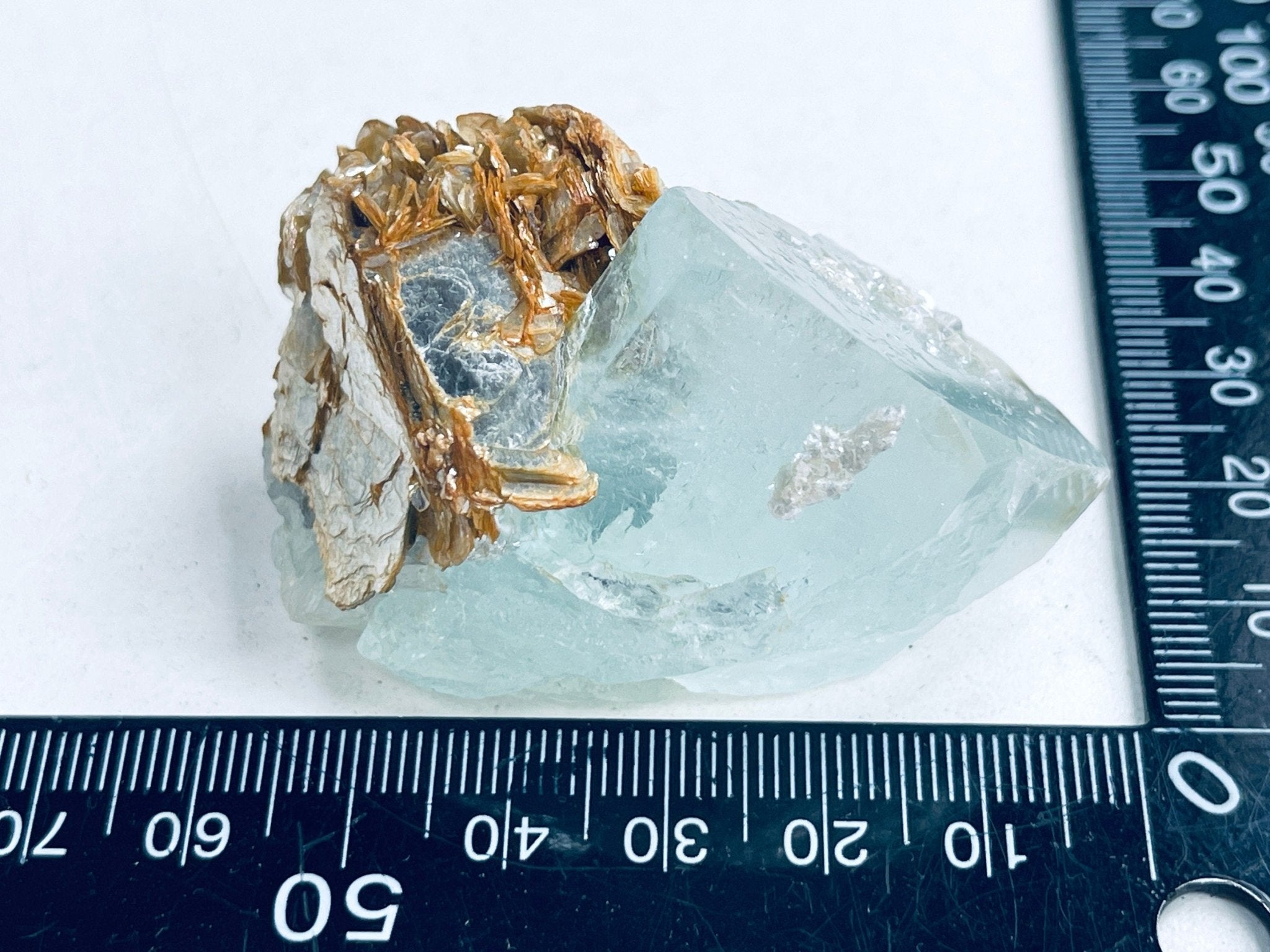 79g Natural Blue Aquamarine Beryl Specimen with Muscovite – Raw Crystal from Skardu, Pakistan - Million Years Crystal