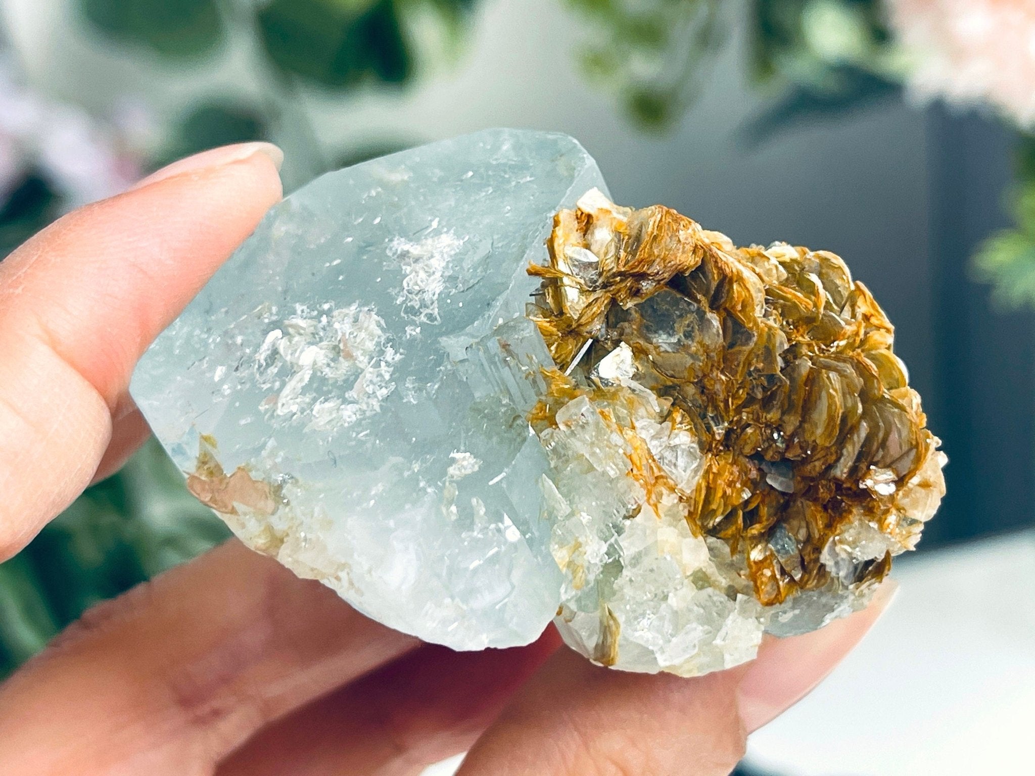 79g Natural Blue Aquamarine Beryl Specimen with Muscovite – Raw Crystal from Skardu, Pakistan - Million Years Crystal