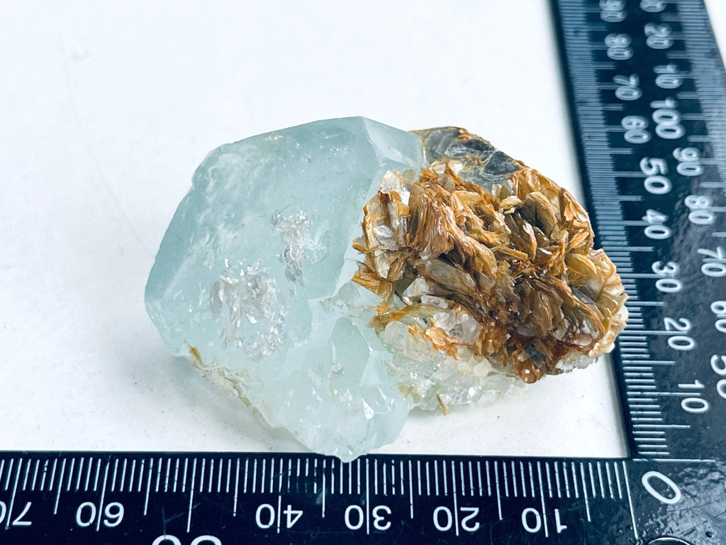 79g Natural Blue Aquamarine Beryl Specimen with Muscovite – Raw Crystal from Skardu, Pakistan - Million Years Crystal