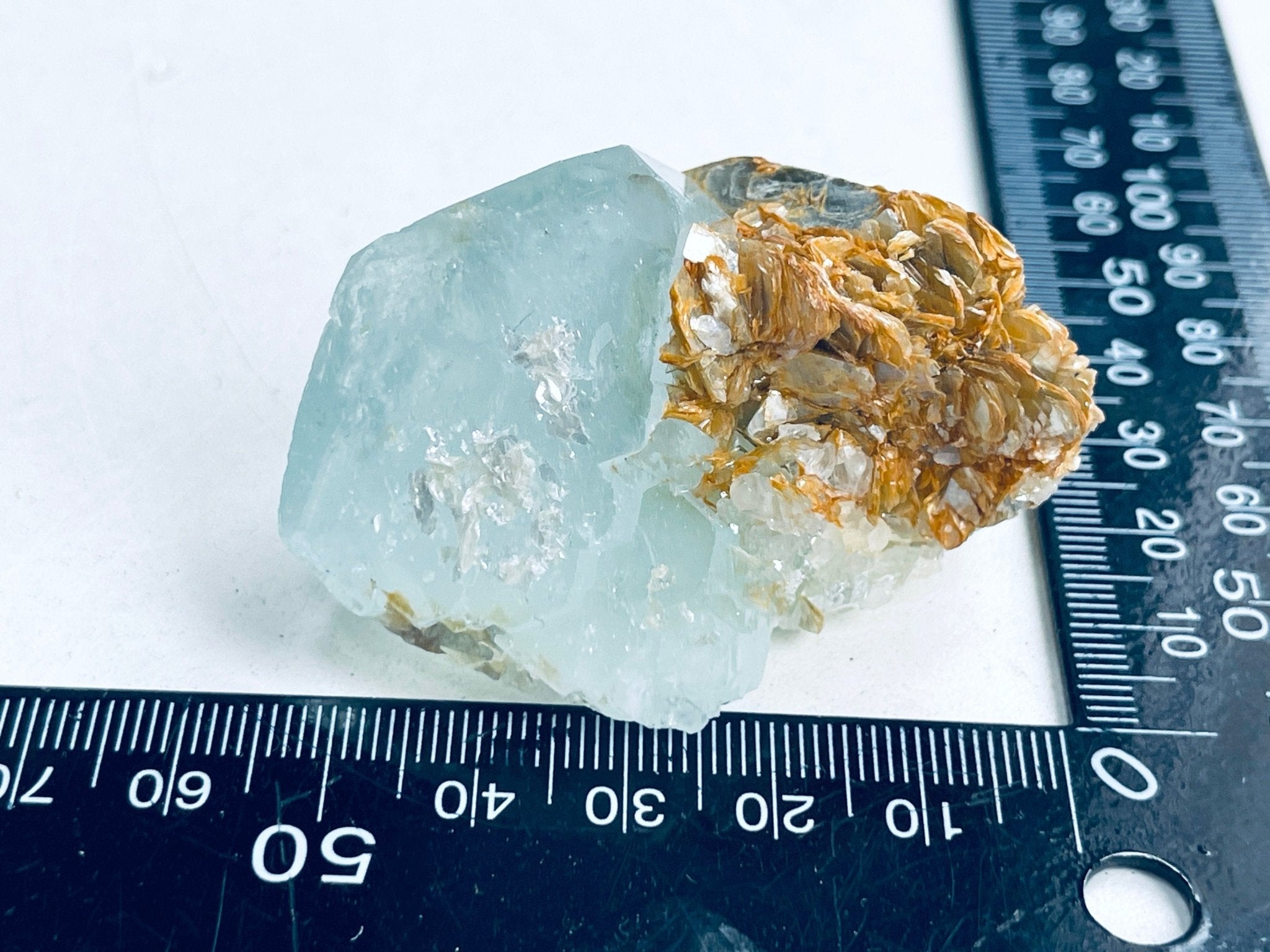 79g Natural Blue Aquamarine Beryl Specimen with Muscovite – Raw Crystal from Skardu, Pakistan - Million Years Crystal