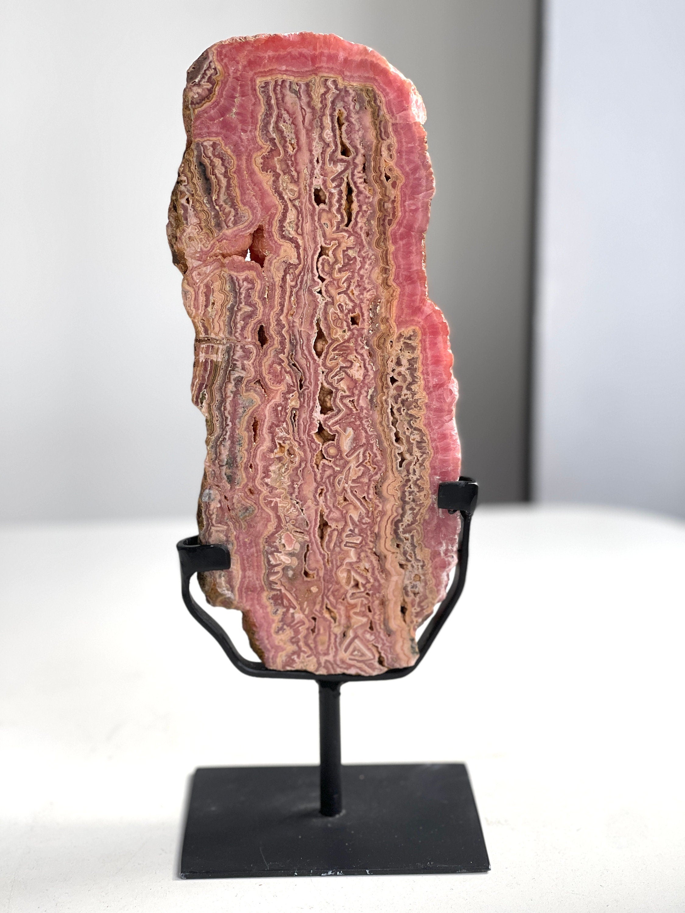 769g Rhodochrosite Slab, Unique Argentina Pink Rhodochrosite Crystal, Natural Mineral for Collection, Healing Stone, Gift for Crystal Lovers