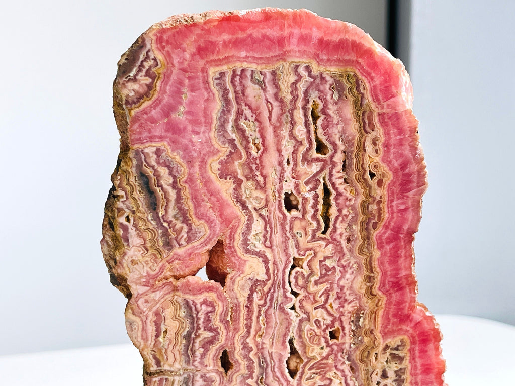 769g Rhodochrosite Slab, Unique Argentina Pink Rhodochrosite Crystal, Natural Mineral for Collection, Healing Stone, Gift for Crystal Lovers