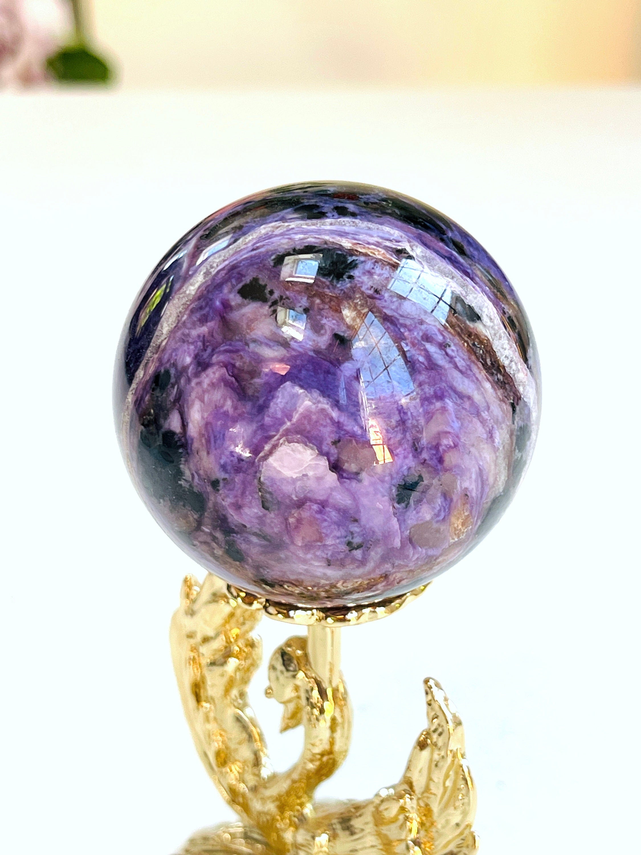 Charoite Sphere, Rare Charoite Crystal Ball, Crystal gift, Unique Gift