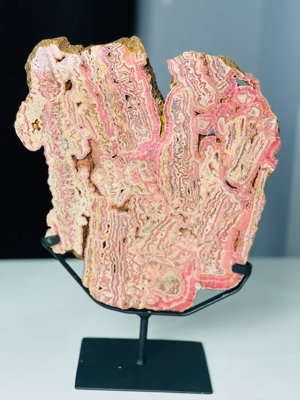 Natural 1.78kg Rhodochrosite Slab – AAA Grade Pink Crystal, Polished Both Sides | Capillitas Mine, Argentina
