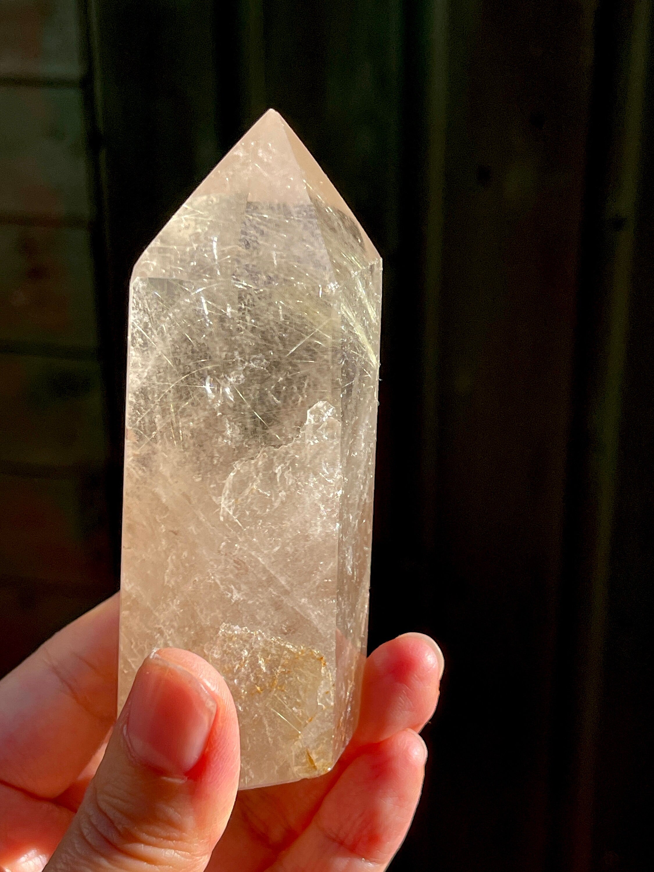 95mm Natural Rutile Quartz Point, Golden Rutile Rutilated Citrine Crystal Tower,  crystal Gift, Rare Crystals