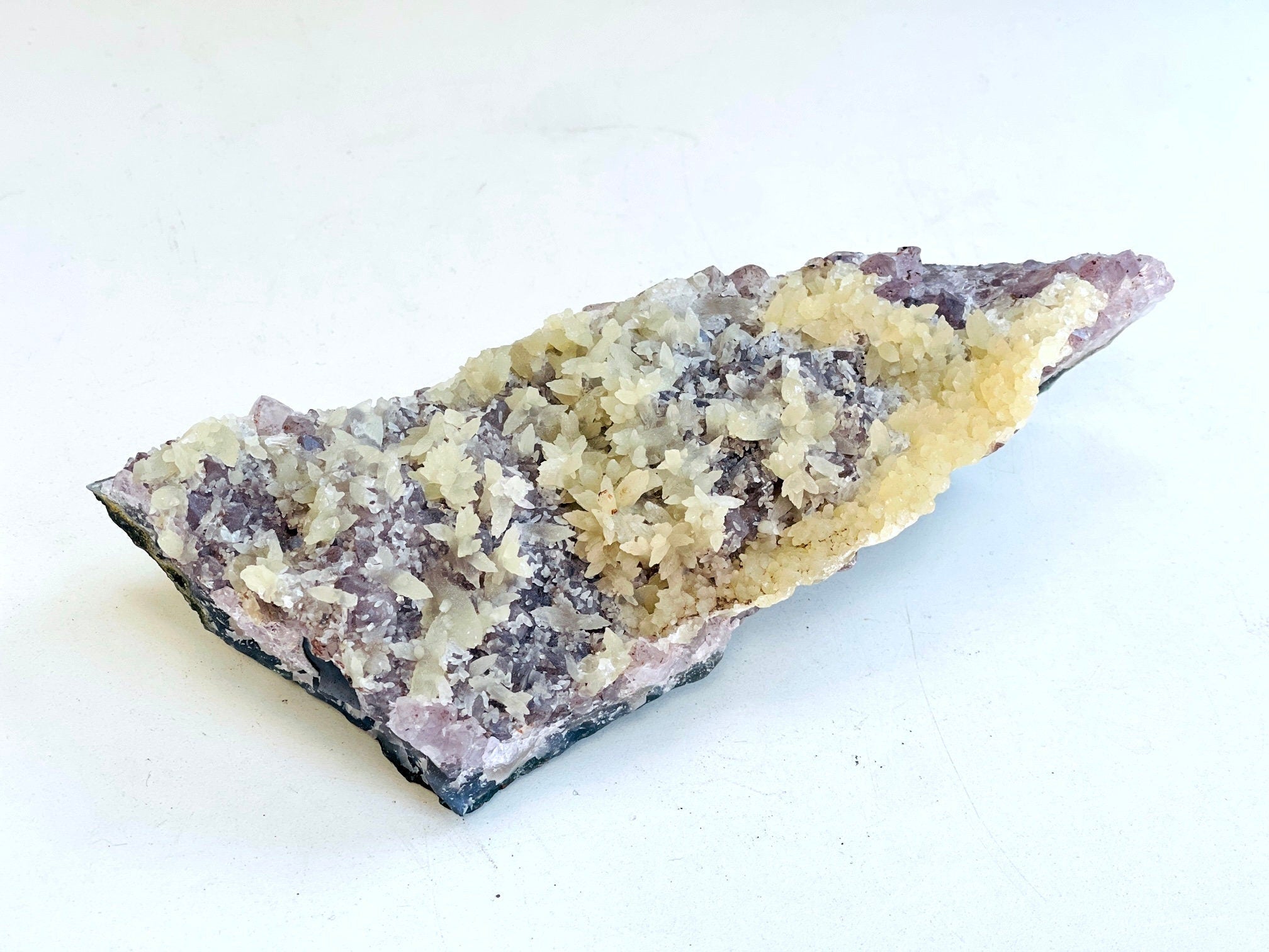 878g Amethyst with Calcite Mineral Specimen - Million Years Crystal