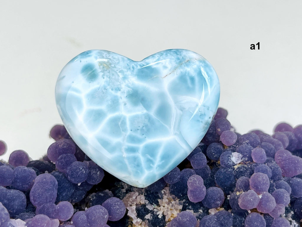 Larimar Heart, AAA Grade Natural Larimar Heart, 38-42mm -5