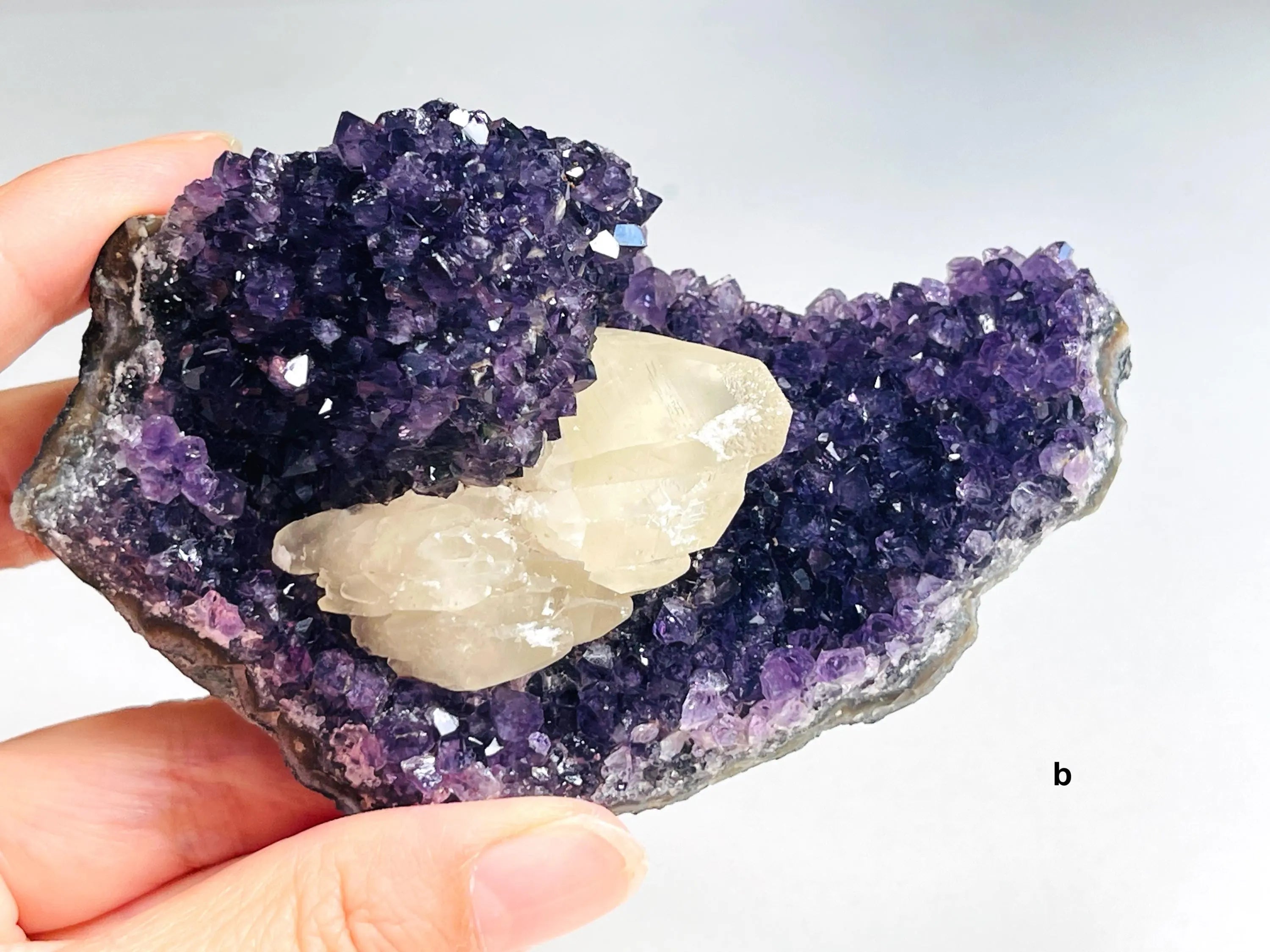 Unique Amethyst Flower with Sugar Calcite | Mineral Specimen from Uruguay